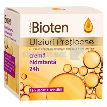 Bioten Uleiuri Pretioase Crema hidratanta 24H cu miere + complex de uleiuri pretioase + unt de shea ten uscat/sensibil 50 ml